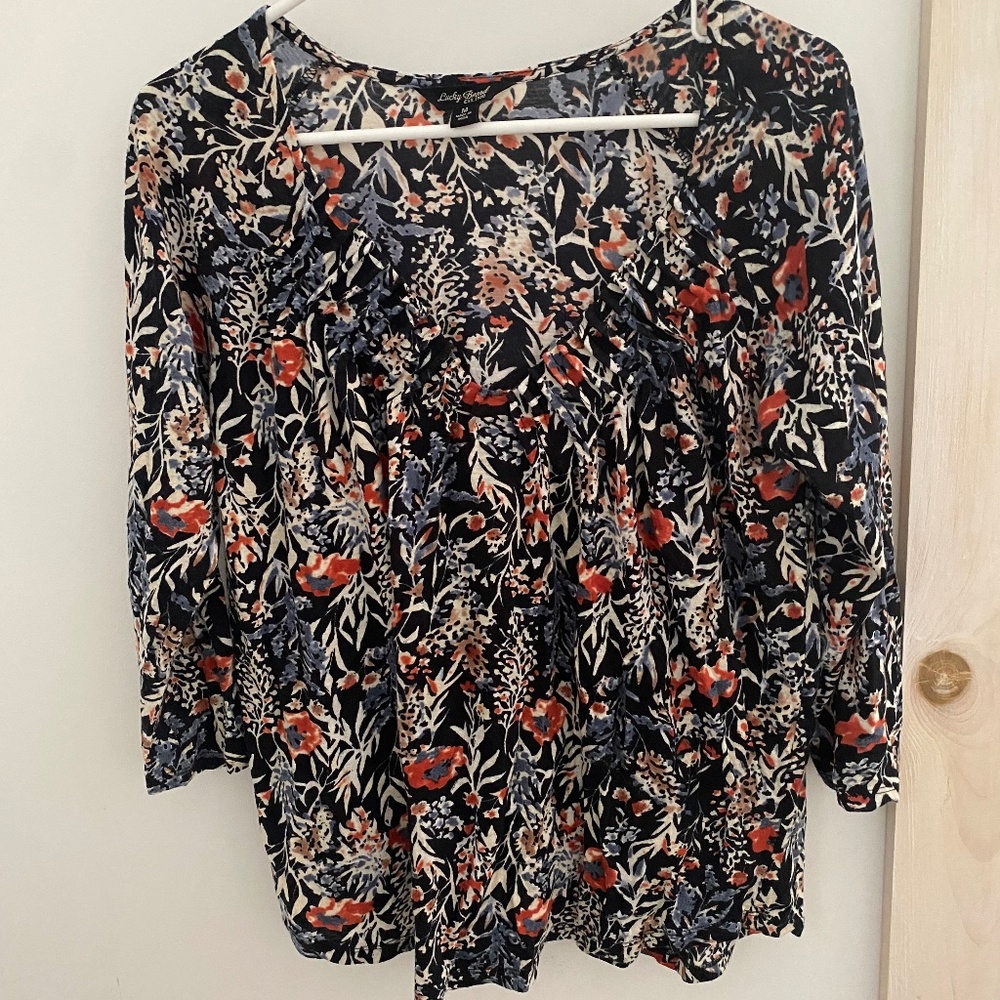 Lucky Brand Navy Floral Shirt Sz. Medium M